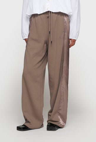 Spodnie w kolorze taupe o luźnym fasonie z modnym lampasem