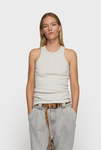 Dopasowany top w szarym kolorze o kroju bokserki