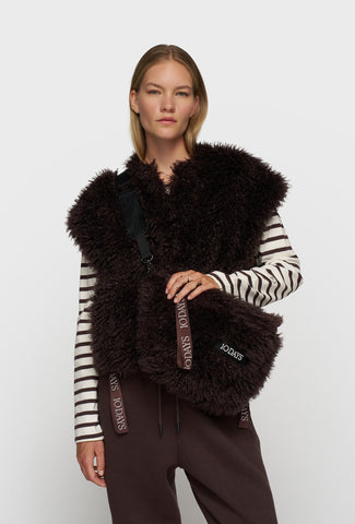 Brązowa torba z futrzanym wykończeniem