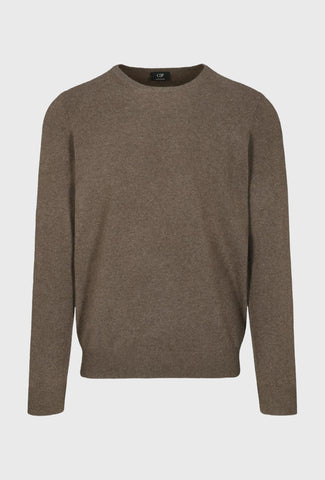 Kaszmirowy sweter Commander z okrągłym dekoltem w odcieniu brązu