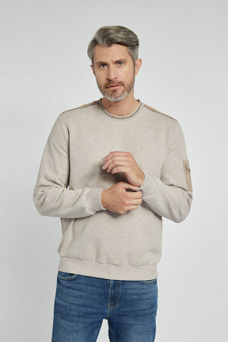 Męski sweter Campione beżowy okrągły dekolt