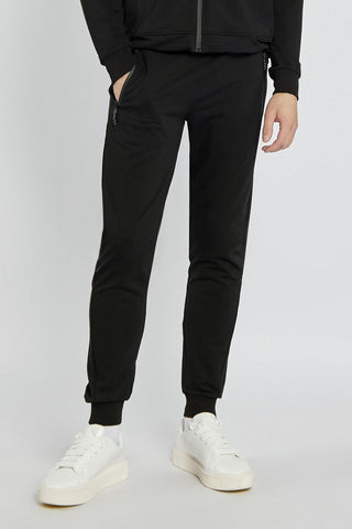 Czarne sportowe spodnie Campione ze ściągaczami