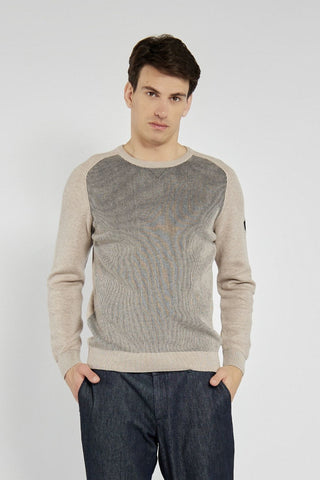 Męski sweter Campione beżowy z optycznym wzorem