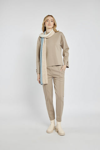 Beżowy komplet dresowy z bluzą i spodniami jogger