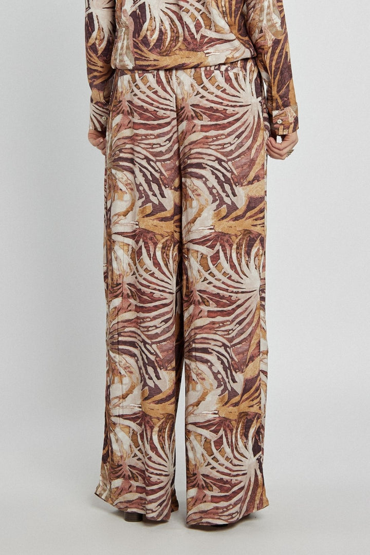 Komplet koszula i luźne spodnie w tropikalnym princie