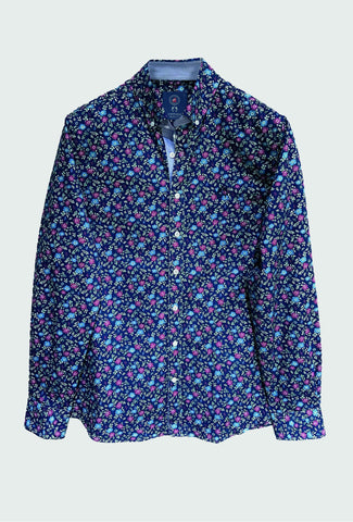 Granatowa koszula męska Campione w kwiatowy wzór