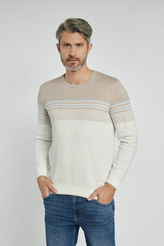 Męski sweter Campione w paski beżowy