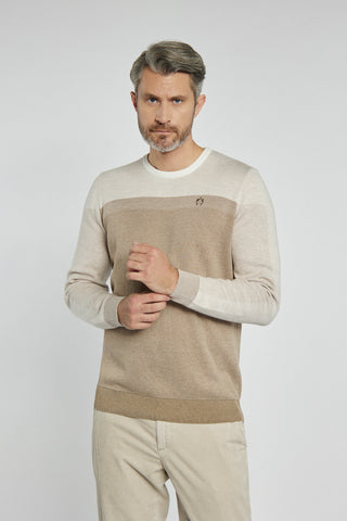 Męski sweter Campione w beżowe bloki kolorów