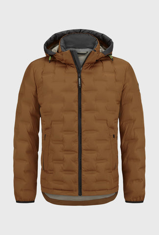 Brązowa pikowana kurtka z odpinanym kapturem