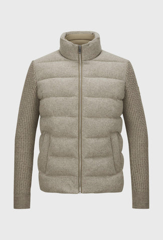 Męska pikowana kurtka z dzianinowymi rękawami