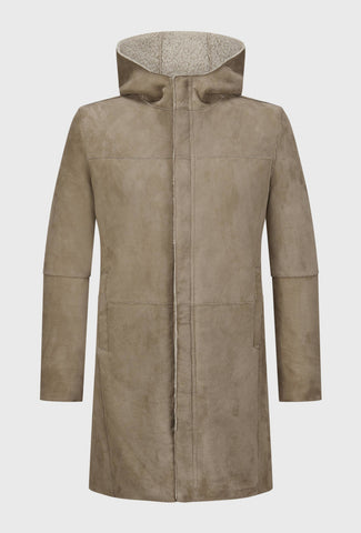 Długi płaszcz dwustronny z kapturem