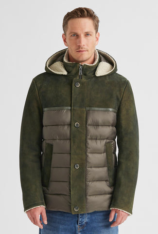Zielona kurtka zamszowa z pikowaniem