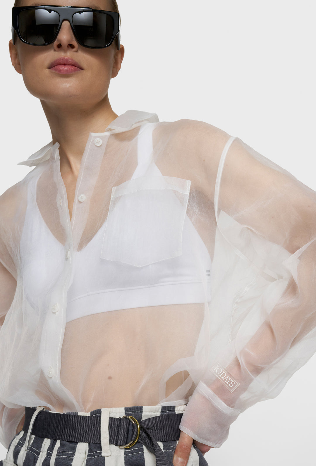 Transparentna koszula oversize z lekkiej organzy