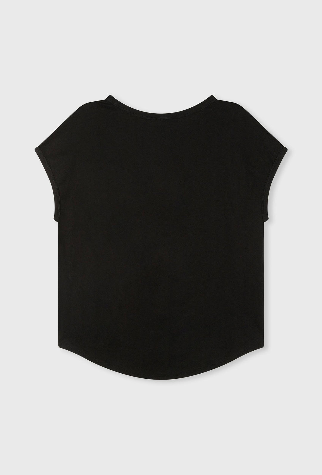 Czarny t-shirt o prostym kroju z okrąglym dekoltem