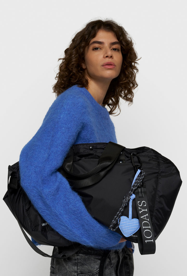 Czarna torba shopper z szerokim paskiem 10DAYS