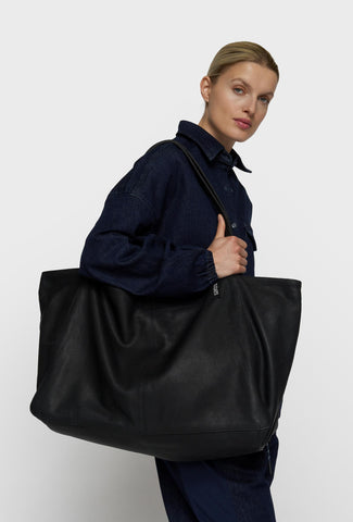 Czarna skórzana torba shopper 10DAYS