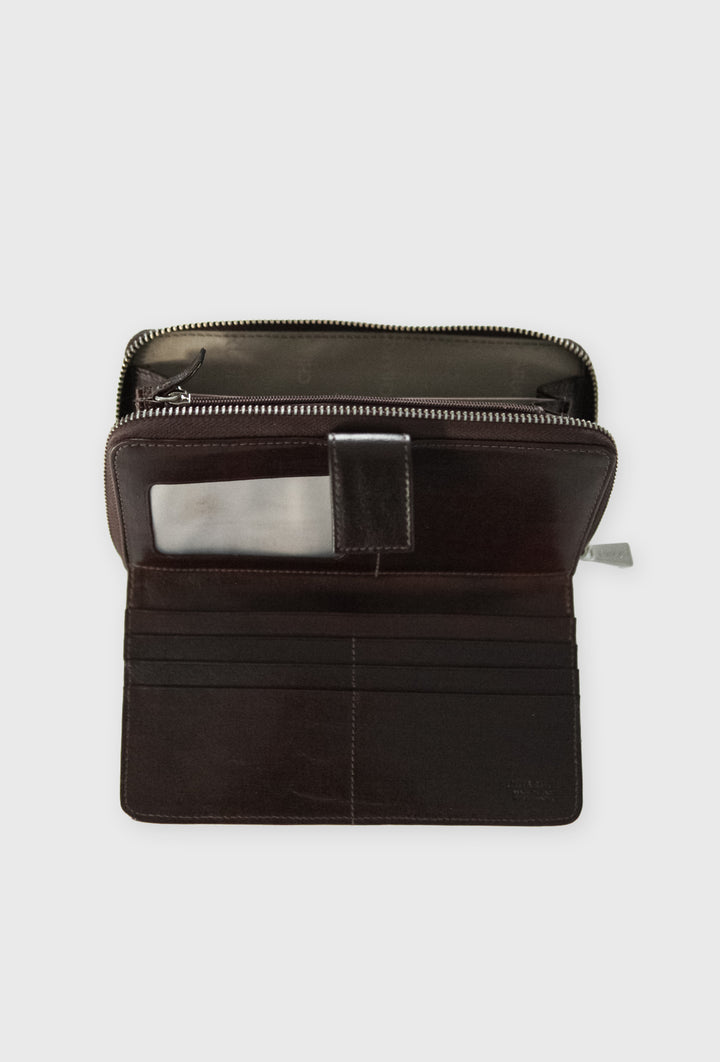 Portfel Skórzany Chiarugi na Suwak - Klasyczny Ciemny Brąz