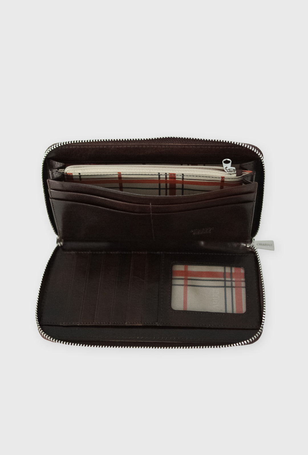 Portfel Chiarugi Skórzany Pełny Suwak - Ciemny Brąz