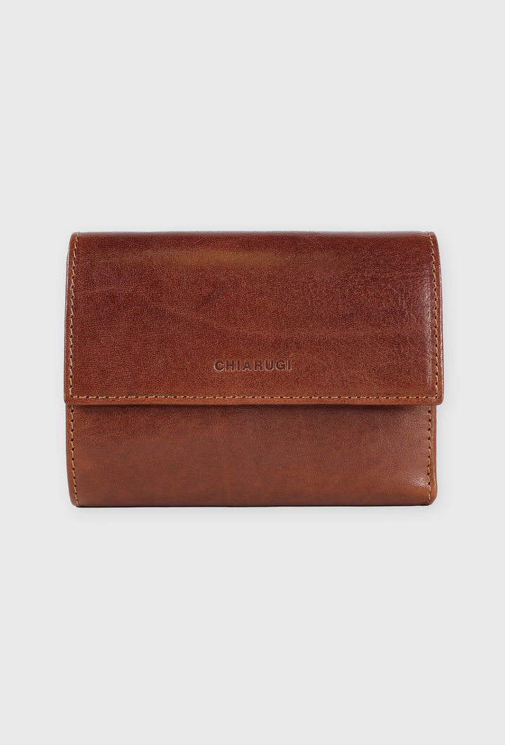 Skórzany Portfel Kompaktowy, Koniak