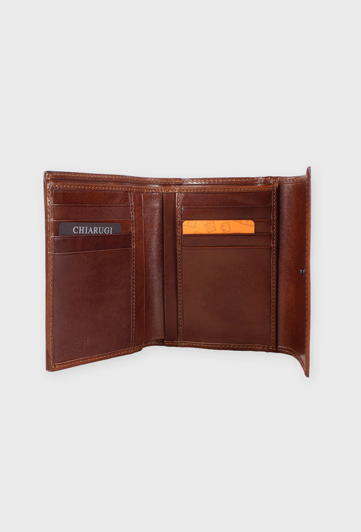 Skórzany Portfel Kompaktowy, Koniak