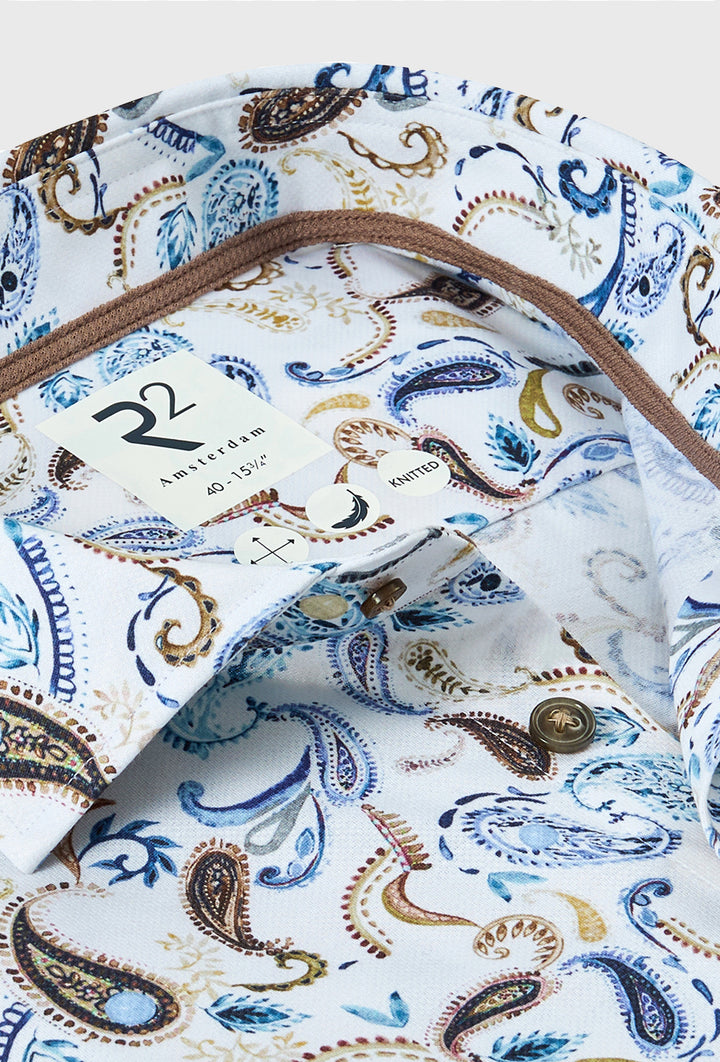 Koszula męska we wzór paisley w odcieniach niebieskiego i brązu