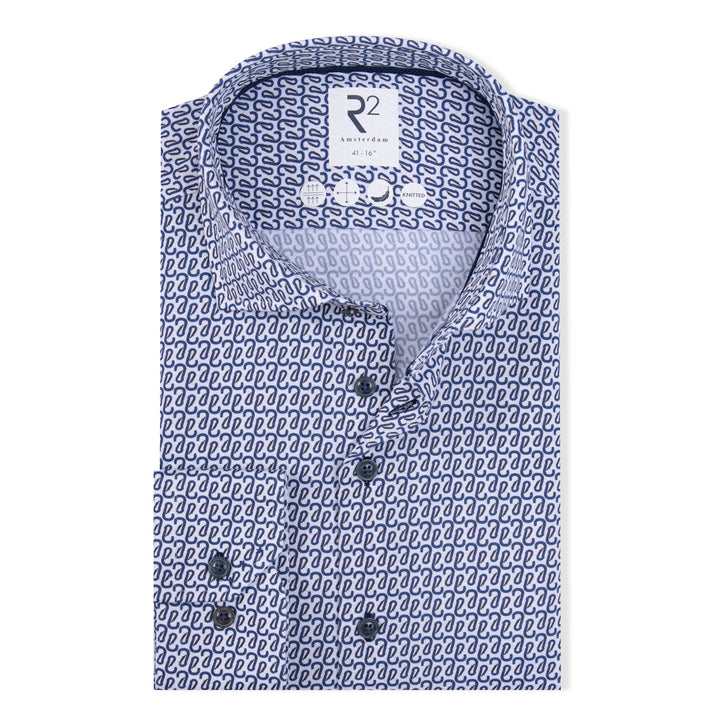 Koszula męska z geometrycznym wzorem w odcieniach granatu