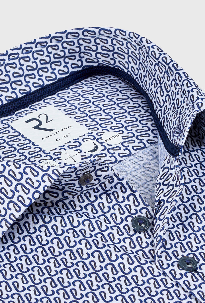 Koszula męska z geometrycznym wzorem w odcieniach granatu