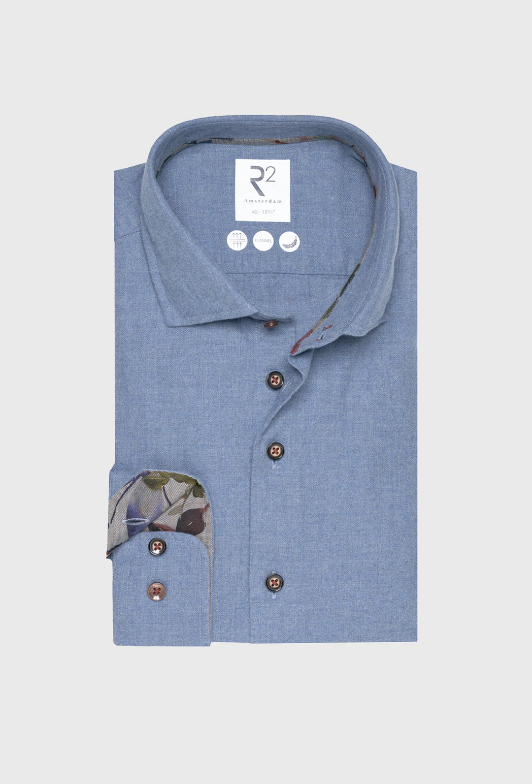 Niebieska koszula męska z flaneli z subtelnym wykończeniem wewnętrznym