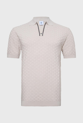 Beżowa dzianinowa koszulka polo z ozdobnym suwakiem