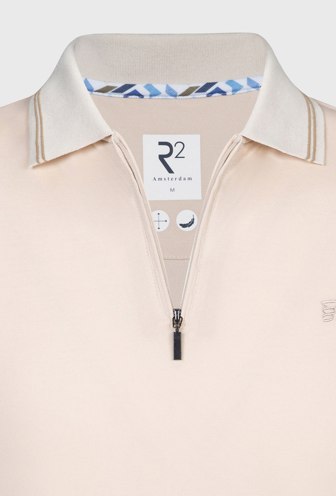 Brzoskwiniowa męska koszulka polo z zamkiem błyskawicznym