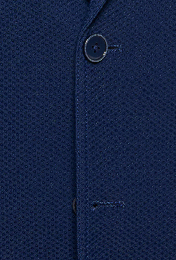 Granatowa marynarka męska o wyrazistym strukturalnym splocie