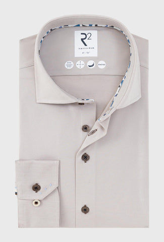 Beżowa koszula z elastycznej dzianiny premium knitted