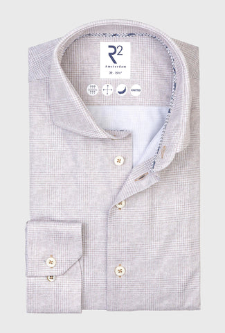 Jasnoszara koszula męska o drobnym splocie dzianinowym