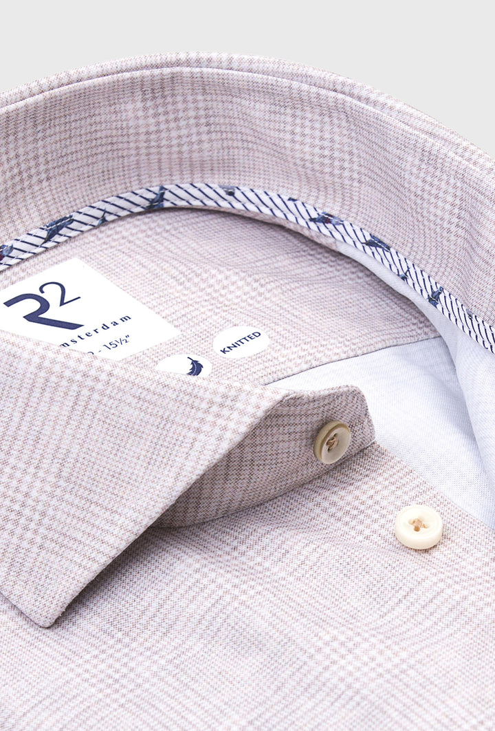 Jasnoszara koszula męska o drobnym splocie dzianinowym