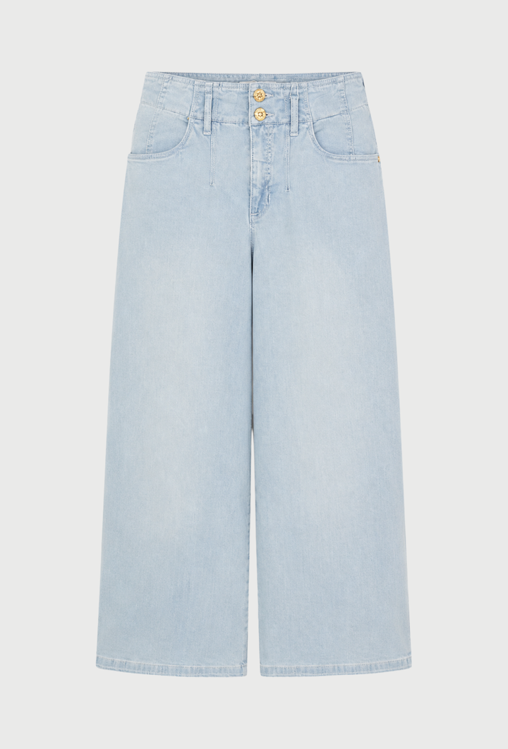 Jasnoniebieskie jeansy damskie Wide Leg z wysokim stanem