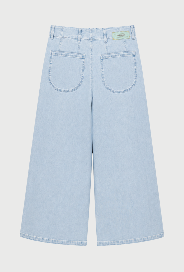 Jasnoniebieskie jeansy damskie Wide Leg z wysokim stanem