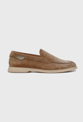 Eleganckie zamszowe loafersy w brązowym kolorze