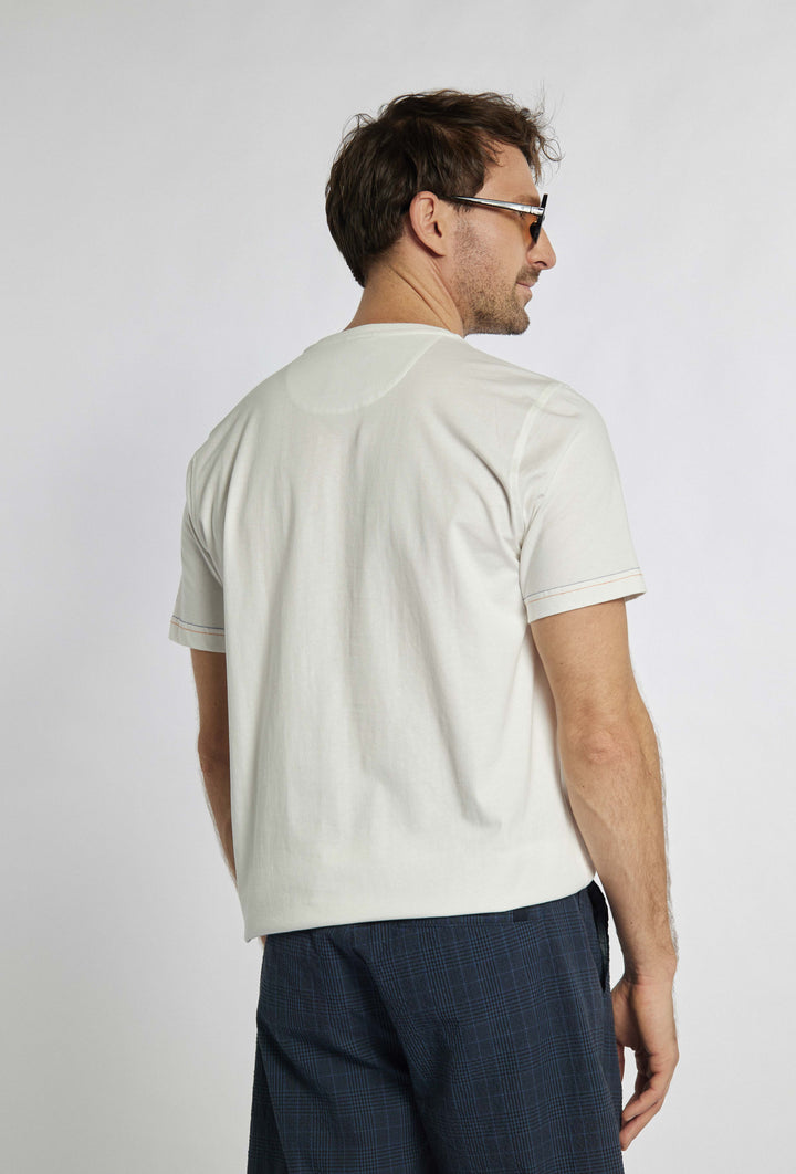 Biały t-shirt z nadrukiem żeglarskim nadrukiem