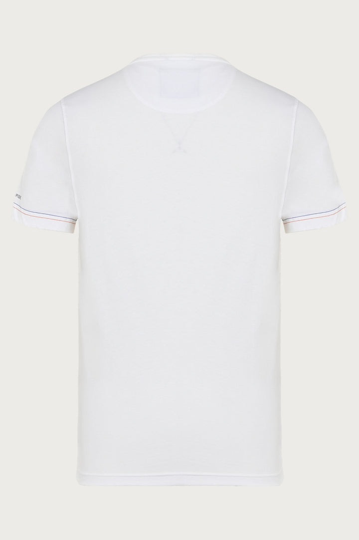 Biały t-shirt z nadrukiem żeglarskim nadrukiem
