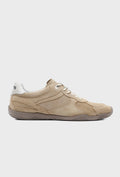 Piaskowe zamszowe sneakersy z panelami z tkaniny