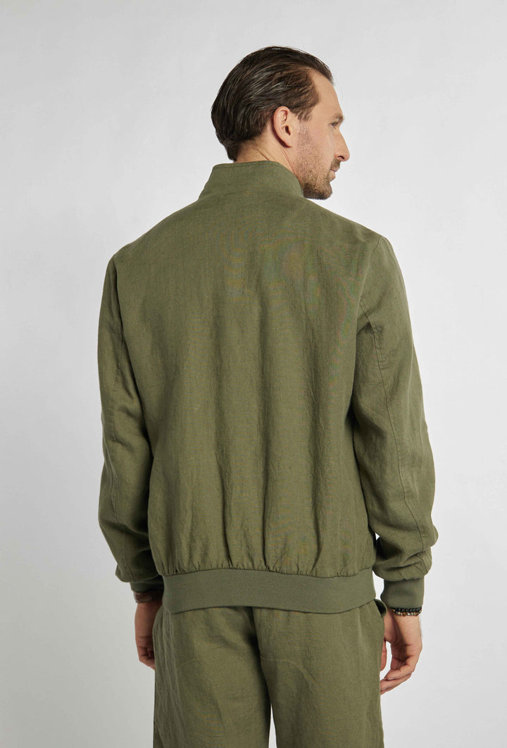 Stylowy komplet w kolorze khaki z domieszką lnu