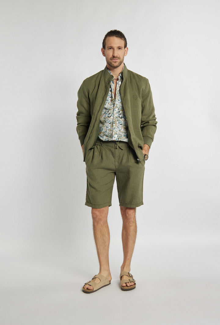 Stylowy komplet w kolorze khaki z domieszką lnu