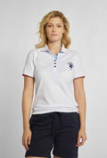 Biały t-shirt polo z marynistyczną aplikacją