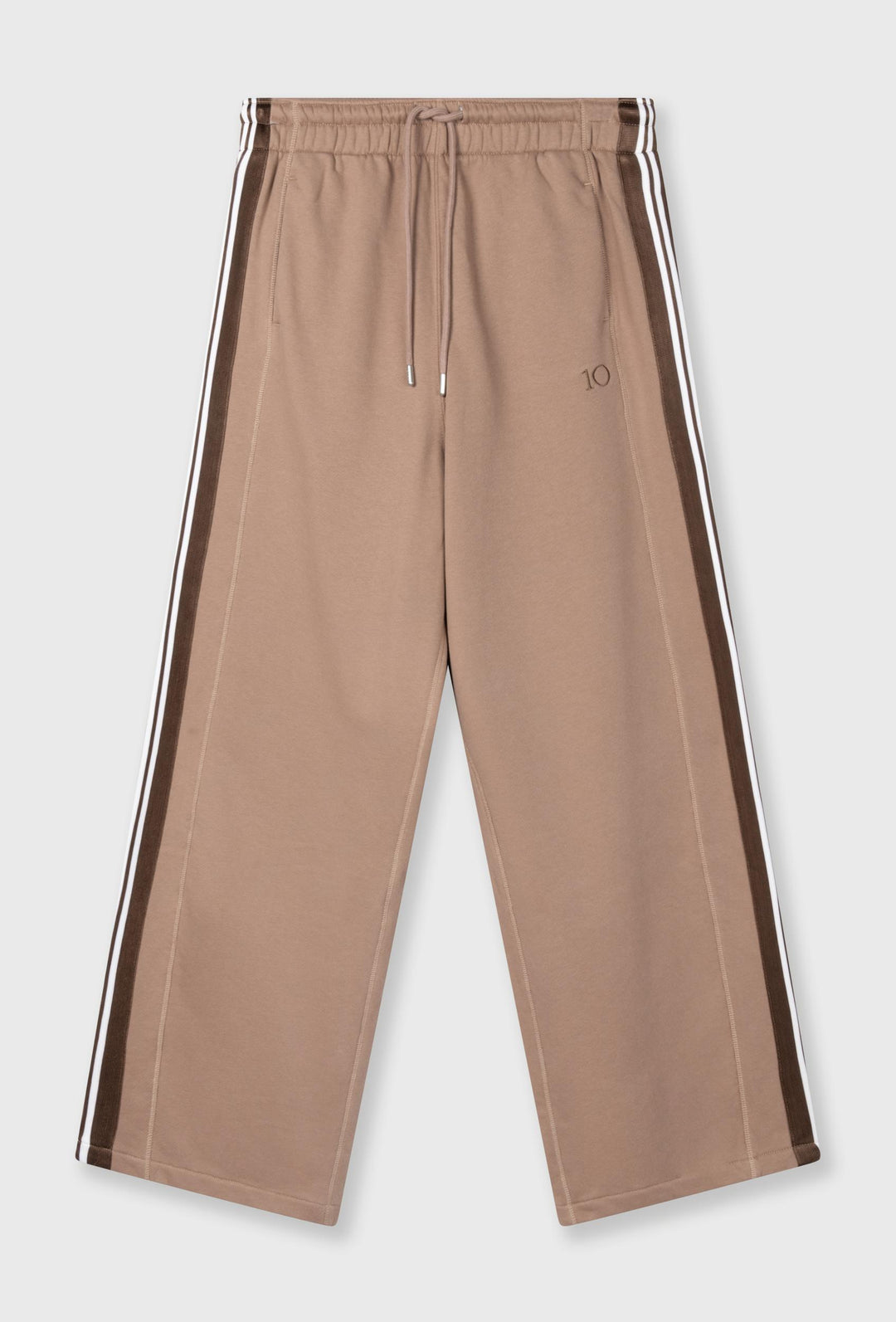 Spodnie dresowe wide leg w brązowym kolorze z lampasami