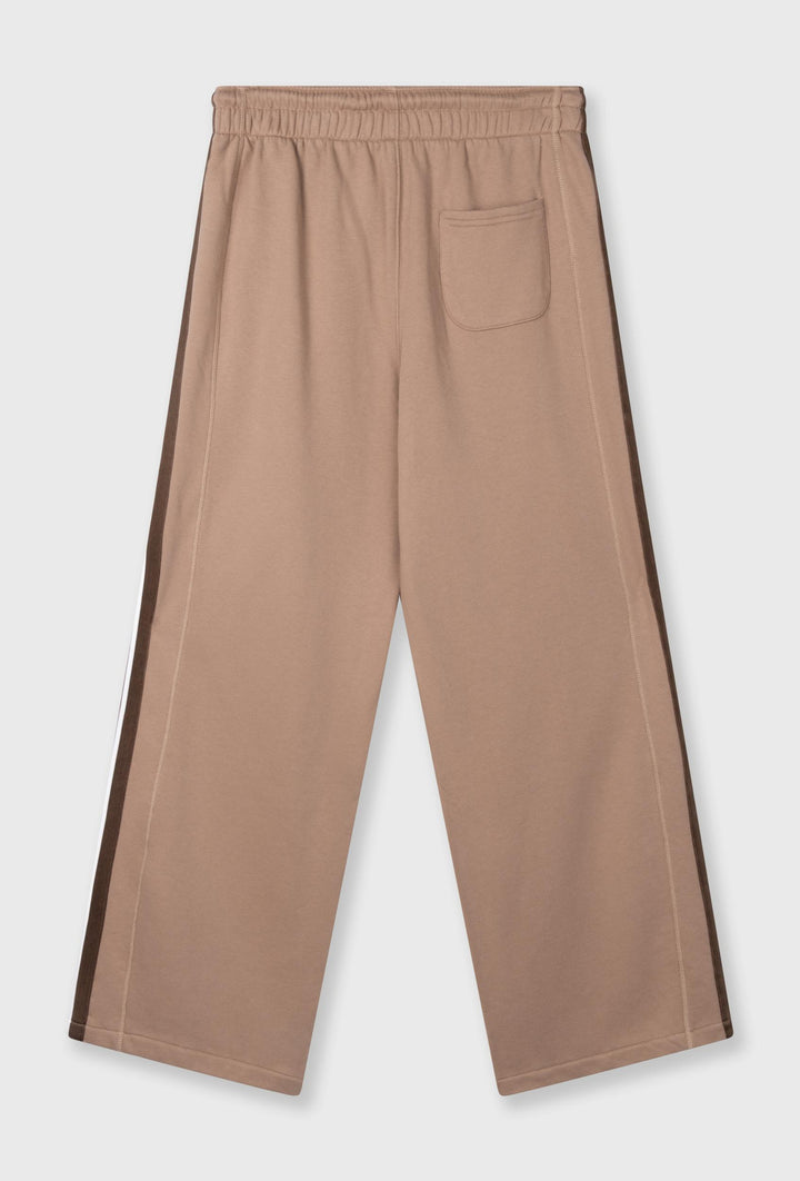Spodnie dresowe wide leg w brązowym kolorze z lampasami