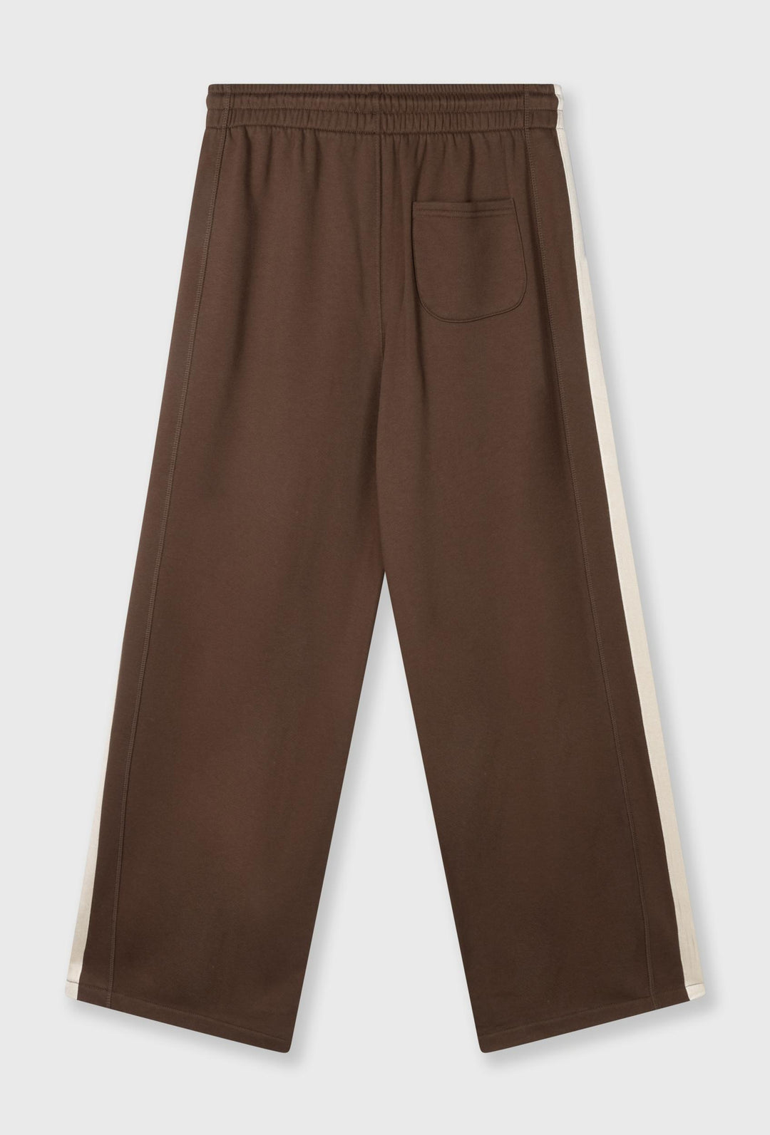 Brązowe szerokie spodnie dresowe z kontrastowymi lampasami