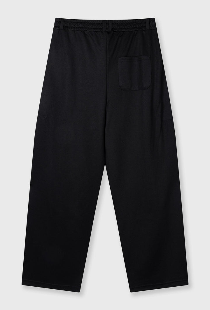 Czarne szerokie spodnie z lampasami w odcieniach brązu