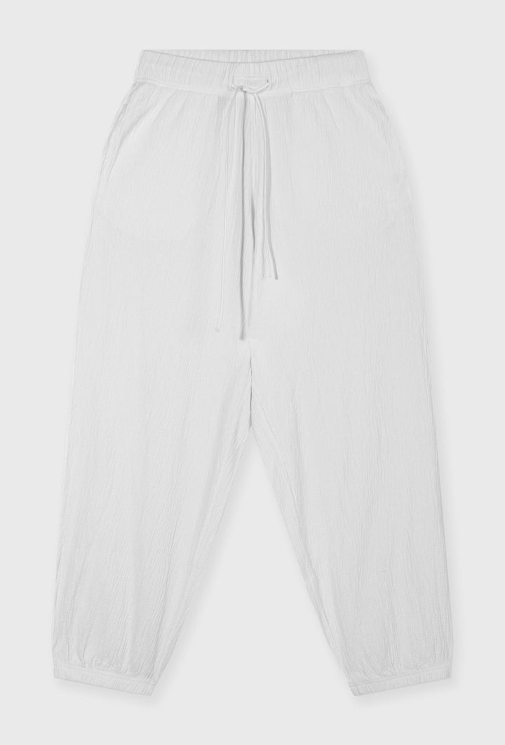 Spodnie jogger z gniecionej bawełny
