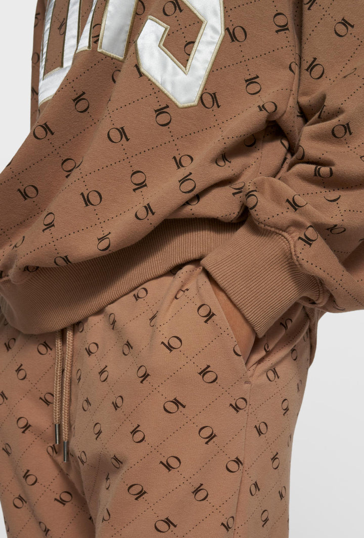 Brązowy komplet dresowy z monogramem 10DAYS