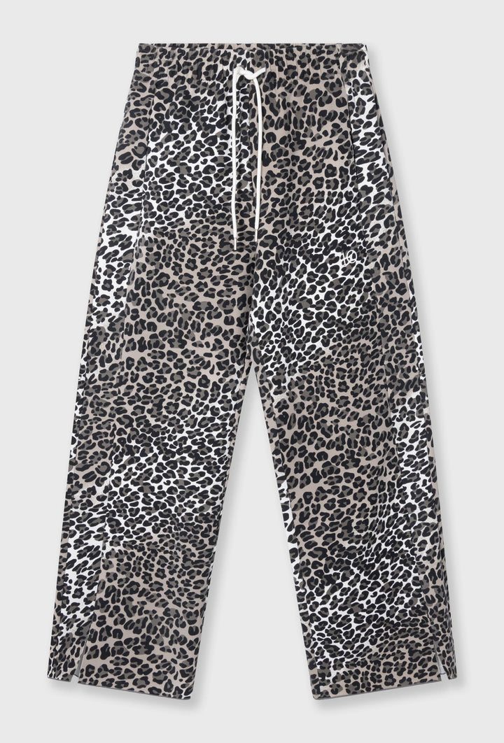 Spodnie wide leg ze zwierzęcym printem i wiązaniem w pasie